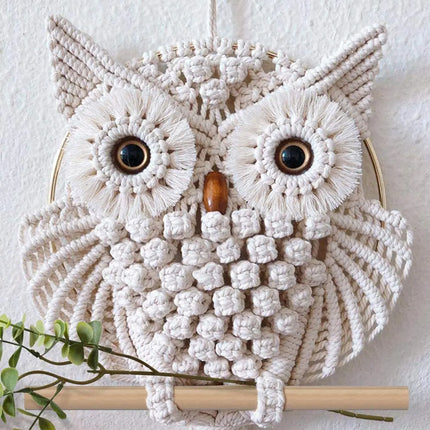 Macrame Owl Wall Hanging Boho Woven Decor Handmade Tapestry Home Decoration Art