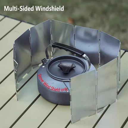 Camping Stove Wind Shield 9PC Foldable Wind Cover Silver Outdoor Portable Burner