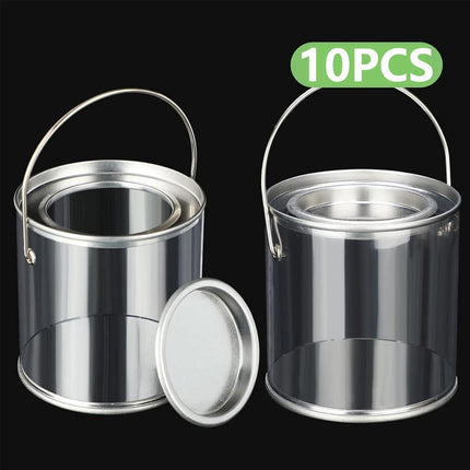 10pcs Cylinder Box with Iron Lid Round Bucket Candy Jar Storage Container