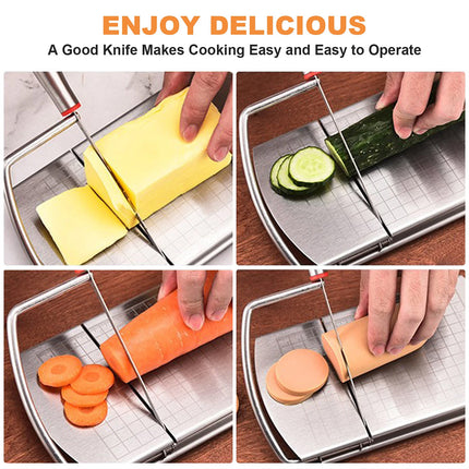 Cheese Slicer Cutter Board Stainless Steel Wire Cutting Hand Tool with Size Scale