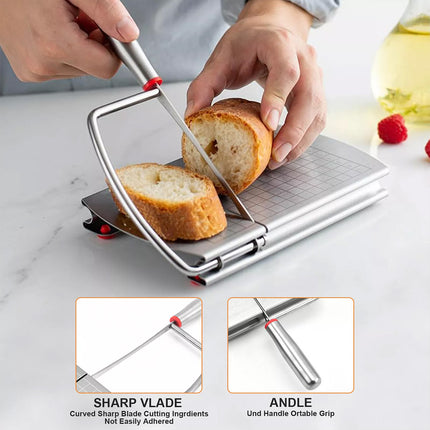 Cheese Slicer Cutter Board Stainless Steel Wire Cutting Hand Tool with Size Scale