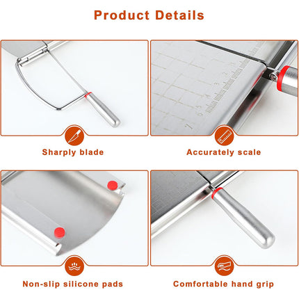 Cheese Slicer Cutter Board Stainless Steel Wire Cutting Hand Tool with Size Scale