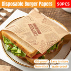 50PCS Kraft Paper Hamburger Pouch Triangle Open Bag Waterproof Disposable Fries