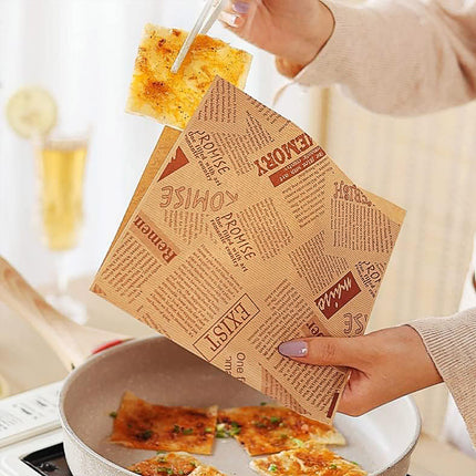 50PCS Kraft Paper Hamburger Pouch Triangle Open Bag Waterproof Disposable Fries