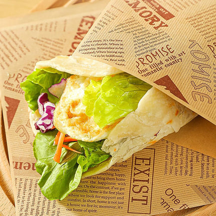 50PCS Kraft Paper Hamburger Pouch Triangle Open Bag Waterproof Disposable Fries