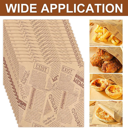 50PCS Kraft Paper Hamburger Pouch Triangle Open Bag Waterproof Disposable Fries