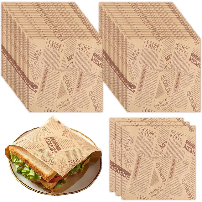 50PCS Kraft Paper Hamburger Pouch Triangle Open Bag Waterproof Disposable Fries