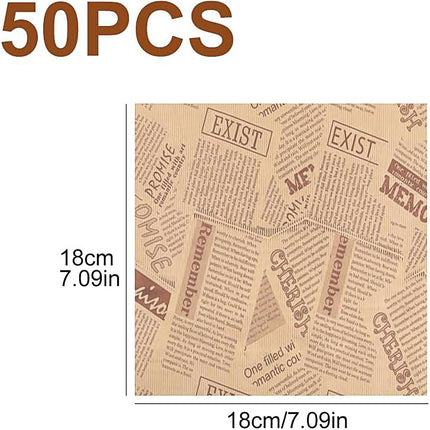 50PCS Kraft Paper Hamburger Pouch Triangle Open Bag Waterproof Disposable Fries
