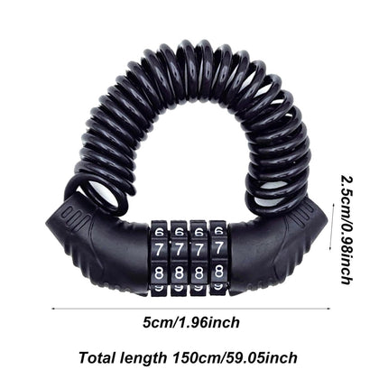 Helmet Lock Chain 4 Digit Password Motorcycle Anti-theft Cable Lock Portable