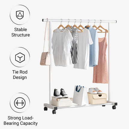 Portable Clothes Rack with Wheels Durable Iron Material for Enterway Bedroom Use