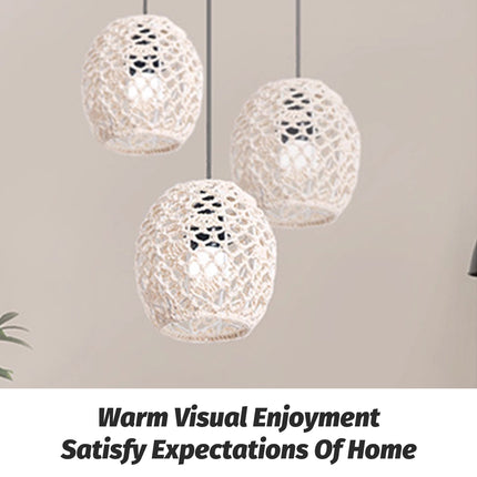 Paper Rope Pendant Light New Chinese Style Rattan-Like Lampshade Lamp 15x15cm