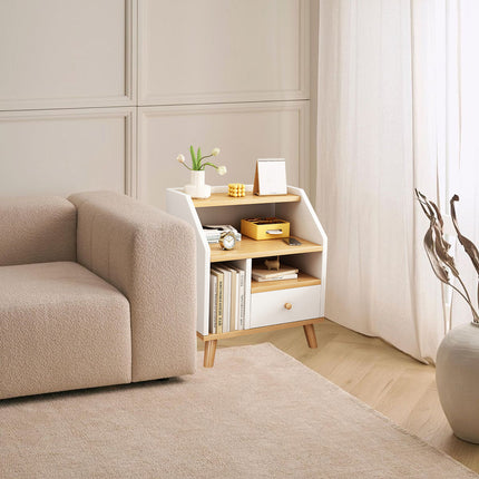 Bedside Cabinet Modern Small Bedroom Storage Nightstand Space Saving Durable