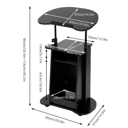 Mobile Height Adjustable Sofa Side Table Computer Desk with Wheels Space Saving