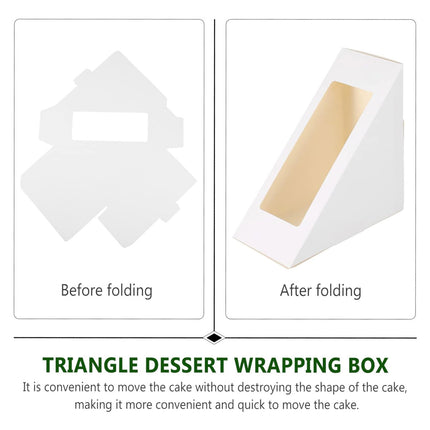 100PCS Sandwich Wedge Box Triangle Paper Container Cupcake Cake Box with Window