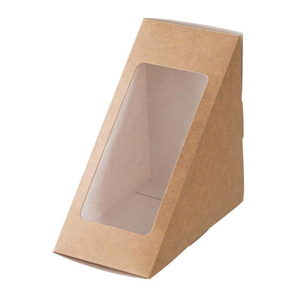 100PCS Sandwich Wedge Box Triangle Paper Container Cupcake Cake Box with Window
