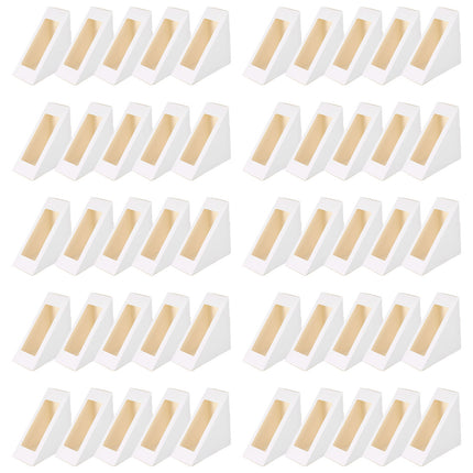 100PCS Sandwich Wedge Box Triangle Paper Container Cupcake Cake Box with Window