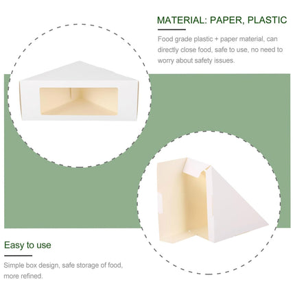 100PCS Sandwich Wedge Box Triangle Paper Container Cupcake Cake Box with Window