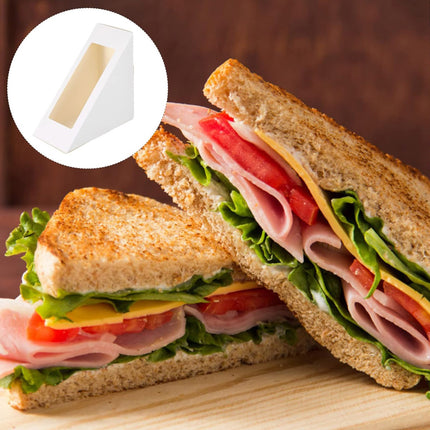 100PCS Sandwich Wedge Box Triangle Paper Container Cupcake Cake Box with Window