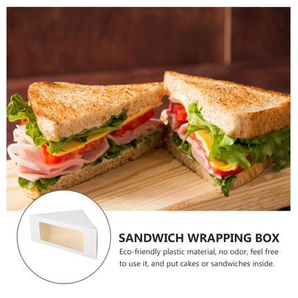 100PCS Sandwich Wedge Box Triangle Paper Container Cupcake Cake Box with Window