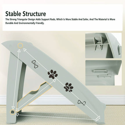 Pet Stairs Ladder Four Storey Light Grey Non Slip Plastic Steps for Dogs and Cat