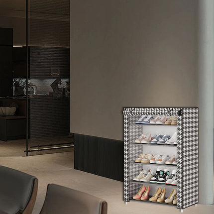 Multi-Layer Shoe Rack Dustproof Non-Woven Fabric with Metal Frame