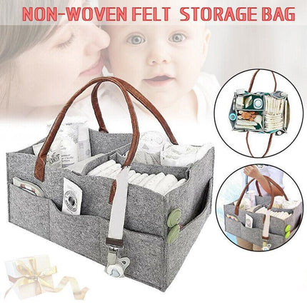 Felt Diaper Caddy Storage Organizer Tote Bag with Dividers for Nappy and Wipes