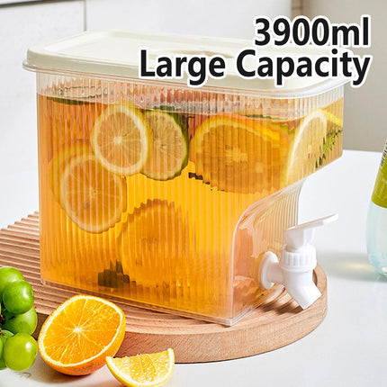 3.9L Water Jug with Tap Beverage Drink Dispenser Refrigerator Lemonade Container