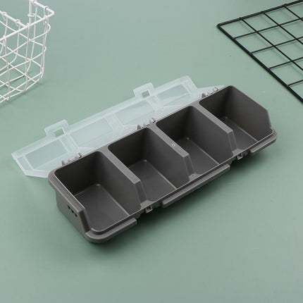 4-Grid Parts Storage Box Plastic Electronic Hardware Accessory Case with Lid ﻿