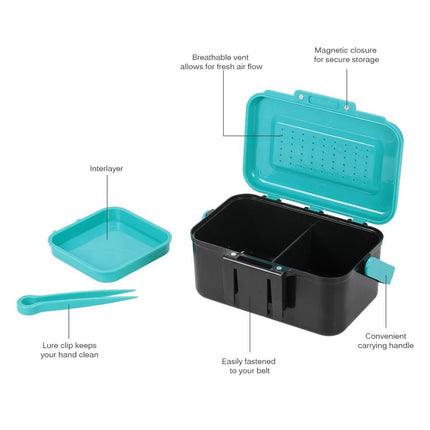 Red Worm Bait Box Large Fishing Tackle Container Moisture Retention Live Storage