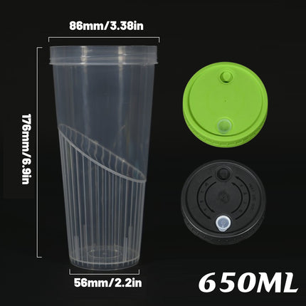 100Sets Transparent Drinking Cups with Lids 650ml 2 Colour for Party Drinks
