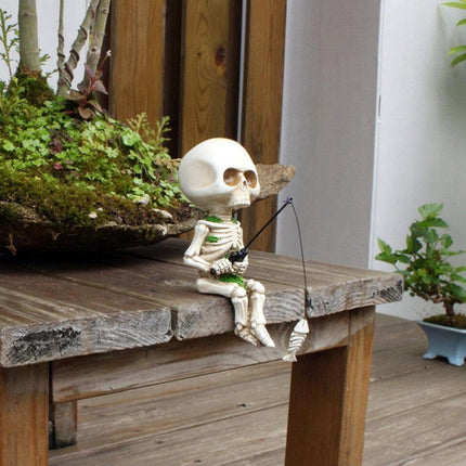 Skeleton Fishing Ornament Decorative Flower Pot Decoration for Home or Garden