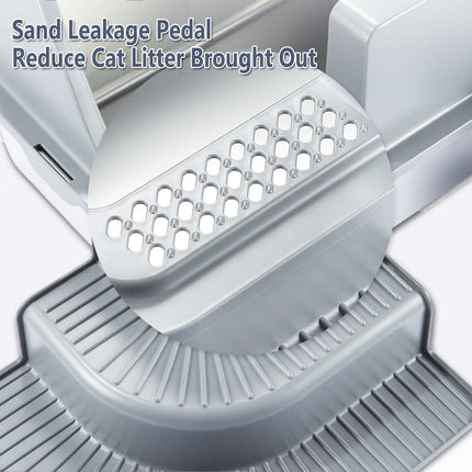 Semi Enclosed Large Stainless Steel Cat Litter Box Durable Easy Clean Cat Toilet