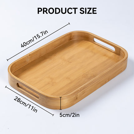 Bamboo Food Tea Tray Heat with Handle Durable for Home Kitchen Restaurant Use
