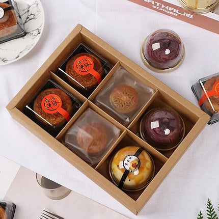 Kraft Paper Mooncake Gift Box 6 Compartment 50pcs Bakery Pastry Packaging Box
