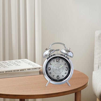 Extra Loud Metal Bell Alarm Clock Rechargeable For Heavy Sleepers Wake-Up