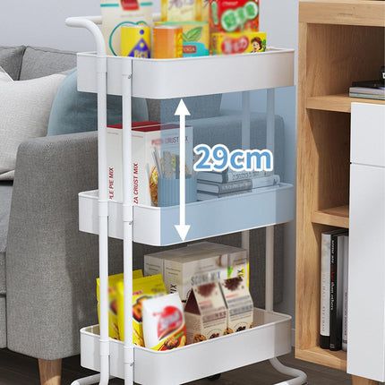 3 Tier Kitchen Bathroom Trolley Cart Steel Storage Rack Organizer with Wheels