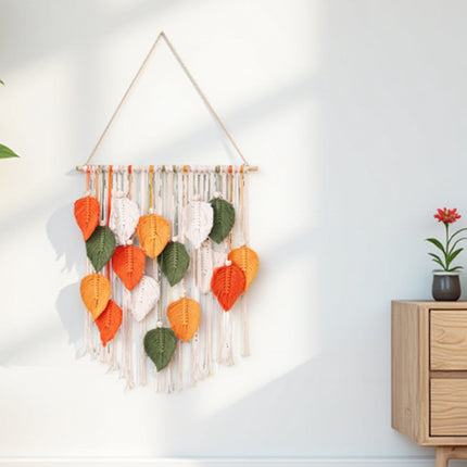 Hand Woven Leaf Tapestry Bohemian Home Decor Wall Hanging Durable Cotton Use