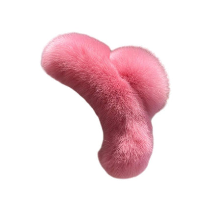 Large Plush Hair Claw Imitation Fur Big Shark Clip Faux Rabbit Fur Hair Clip - Aimall