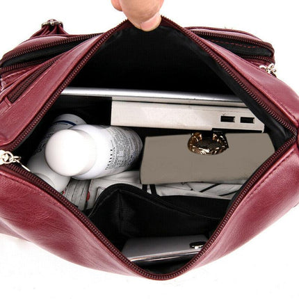 Women’S Multi Pocket Leather Cross Body Ladies Shoulder Bag Messenger Handbag Au - Aimall