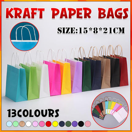 20Pcs Kraft Paper Bag Gift Carry Shopping Party Gift Bags With Handles Small Au