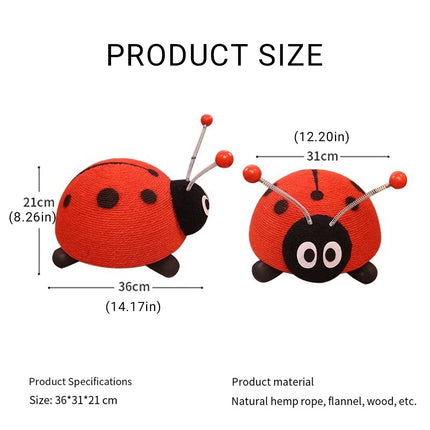 Sisal Cat Scratching Board Toy Ladybug Design Wear Resistant Cat Scratch Post