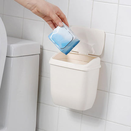 Wall Hanging Dustbin With Cover For Toilet Kitchen Hole Free Space Saving Bin