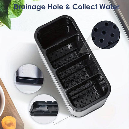 4Compartments Stainless Steel Cutlery Holder Chopsticks Storage Organizer Bucket