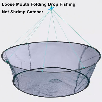 Open Folding Fishing Net Round Fishnet Portable Fish Pocket for Outdoor Angling
