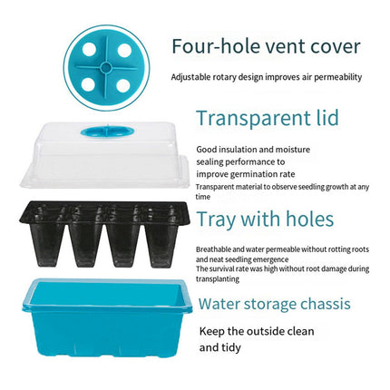 10 Plant Seeds Grow Box Propagation Nursery Garden Seedling Starter Tray 12 Hole