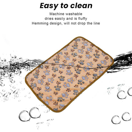 Small Pet Mat Paw Print Cat Dog Puppy Fleece Soft Pet Blanket Bed Cushion