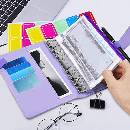 A6 Pu Leather Binder Pockets Cash Envelope Planner Notebooks