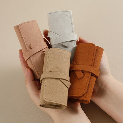 Portable Microfiber Jewelry Storage Bag Roll Organizer for Earrings Necklaces