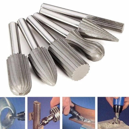 6/12PCS Tungsten Steel Carbide Burrs For Rotary Drill Bit Die Grinder 6mm Shank - Aimall