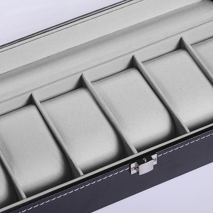 6 Grids Leather Watch Box Case Display Organizer Collection Storage Holder